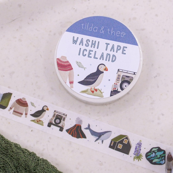 Washi Tape Island Klebeband Reise Skandinavien - Iceland Washi Tape - Masking Tape Bullet Journal Italienreise - Washi Travel North