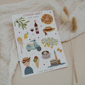 Sticker Sheet Italien A6 Stickerbogen Reise Aufkleber Kalender - Haftpapier Bullet Journal Sticker - Planner Sticker, Italy Sticker