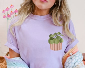 T-Shirt Pilea Plant Plantlover ORGANIC COTTON Cottagecore Nature Plant Shirt - Fairycore Clothing Houseplant Gift Potted Plant Gift