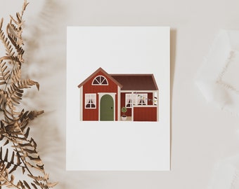 Postkarte Schweden Haus Grußkarte Haus Einzug - Schwedenhaus Kinderkarte - A6 Karte Schweden - Skandinavien Geburtstagskarte rotes Haus
