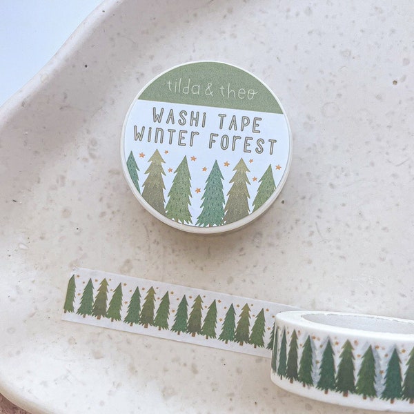 Washi Tape Sapins Forêt d’hiver Sapins de Noël - Noël Washi Tape Pin - Masking Tape Bullet Journal - Winter Washi