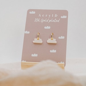 Cloud earrings hoop earrings made of acrylic 18k gold-plated white clouds - lightweight ear studs cloud - allergy-friendly gift idea earrings