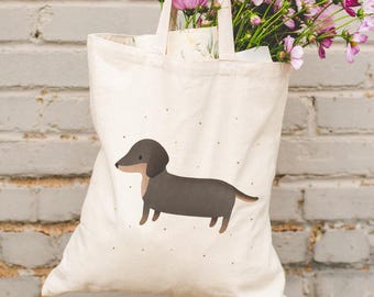 Stofftasche Dackel Hund Hunderasse Jutebeutel Haustier - Bibliothektasche Hunde Geschenk Tasche Dachshund Konfetti Tasche Jutetasche Bücher