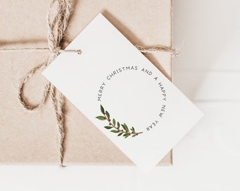 Geschenkanhänger Weihnachten "Merry Christmas" minimal - 6x A7 Geschenkanhänger für Weihnachtsgeschenke - Geschenk verpacken schlicht