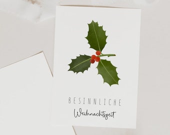 Postcard Christmas berries A6 Christmas greeting card - fir branch Christmas card - greeting card contemplative Christmas time
