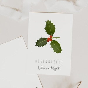 Postkarte Weihnachten Beeren A6 weihnachtliche Grußkarte - Tannenzweig Weihnachtskarte - Grußkarte besinnliche Weihnachtszeit