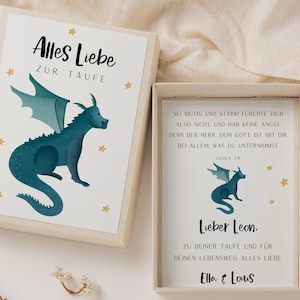 Coffret cadeau pour le baptême dragon - cadeau d'argent fantastique pour le baptême - cadeau de baptême personnalisé conte de fées