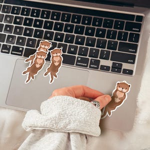 Sticker Otter Vinyl Aufkleber süßer Otter Tiere - Aufkleber Wasserflasche - Abziehbild Mini - wasserdichter Aufkleber - Brotdose Waldtier