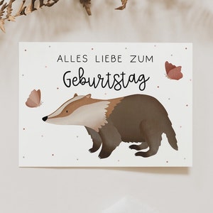 Geburtstagskarte Dachs Karte Geburtstag für Kinder - Karte Dachs Alles Liebe - Geburtstagskarte Waldtiere