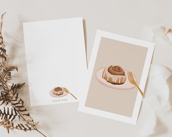 Carte postale Rouleau à la cannelle Suède Carte de vœux Invitation au petit-déjeuner - Carte de vœux à la cannelle - Carte A6 Suède Kanelbulle Carte d’anniversaire