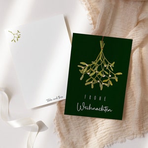 Christmas card mistletoe A6 Christmas greeting card green Christmas card winter greeting card Christmas time postcard branch image 4