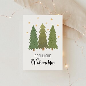 Kerstkaart dennenbomen A6 Kerstwenskaart - winterbos Kerstkaart - wenskaart Kersttijd - ansichtkaart tak cadeau