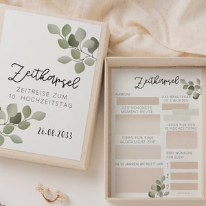 Capsula del tempo matrimonio da compilare eucalipto semplice - carte A6 - alternativa creativa al libro degli ospiti - carte delle domande da compilare matrimonio