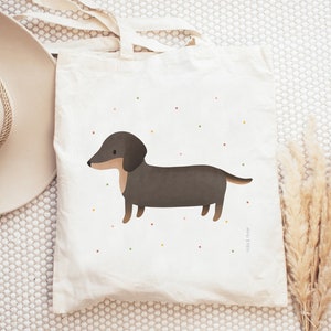 Fabric bag Dachshund dog dog breed jute bag pet library bag dogs gift bag dachshund confetti bag jute bag books image 1