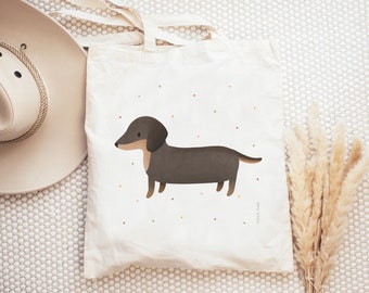Fabric bag Dachshund dog dog breed jute bag pet - library bag dogs gift bag dachshund confetti bag jute bag books