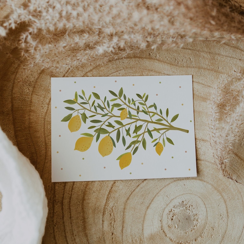 Postcard Lemon Branch A6 Card Italy Postcard Sicily Lemons Gift Wrapping Summer image 2