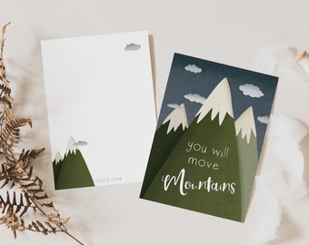 Postkarte Berge Mut "you will move mountains" - Postkarte A6 Mutmachkarte - Karte Daumen drücken - Karte "du schaffst das" - Karte Prüfung