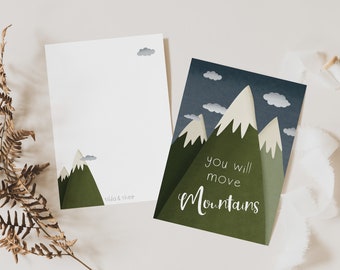 Postcard Mountains Courage "you will move mountains" - postcard A6 encouragement card - card keep your fingers crossed - card "you can do it" - card exam