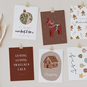 Postkarten-Set Weihnachten rosa 6x A6 - Postkarte Weihnachten - Weihnachtskarte - Weihnachtspost - Grußkarte Advent, Frohes Fest - Winter