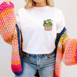 T-Shirt Pilea Plant Plantlover ORGANIC COTTON Cottagecore Nature Plant Shirt Fairycore Clothing Houseplant Gift Potted Plant Gift image 9