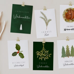 6er Postkarten-Set Weihnachten A6 Postkarte Weihnachten - Weihnachtskarte - Weihnachtspost - Grußkarte Advent, Frohes Fest - Winter