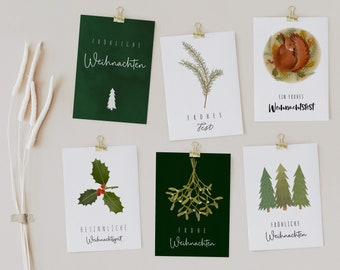 6er Postkarten-Set Weihnachten A6 Postkarte Weihnachten - Weihnachtskarte - Weihnachtspost - Grußkarte Advent, Frohes Fest - Winter