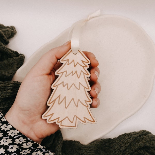 Tannenbaumanhänger Christbaum aus Holz - Weihnachten Anhänger Ornament - Tannenbaum-Anhänger Geschenkanhänger Holz Weihnachten