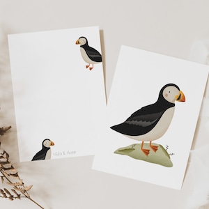 Postkarte Puffin Kinderkarte Papageientaucher - A6 Karte Baby Vogel - Island Geburtstagskarte - Geschenk Puffin Island - Iceland Karte