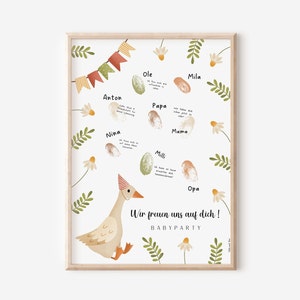 Libro degli ospiti, poster dell'oca per baby shower, libro degli ospiti con impronte digitali, decorazione del libro degli ospiti per baby shower, poster ricordo per bambini, impronte digitali per gli ospiti del baby shower