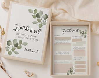 Time capsule wedding to fill out Eucalyptus wreath II - cards in A6 - creative alternative guest book - question cards to fill out wedding