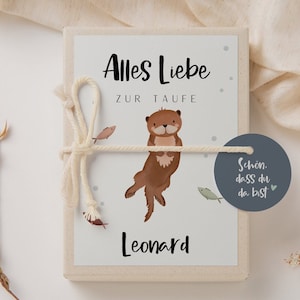 Geschenkschachtel zur Taufe Otter Geldgeschenk zur Taufe - personalisiertes Taufgeschenk Waldtiere