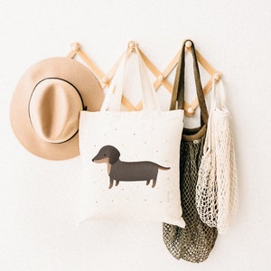 Fabric bag Dachshund dog dog breed jute bag pet library bag dogs gift bag dachshund confetti bag jute bag books image 5