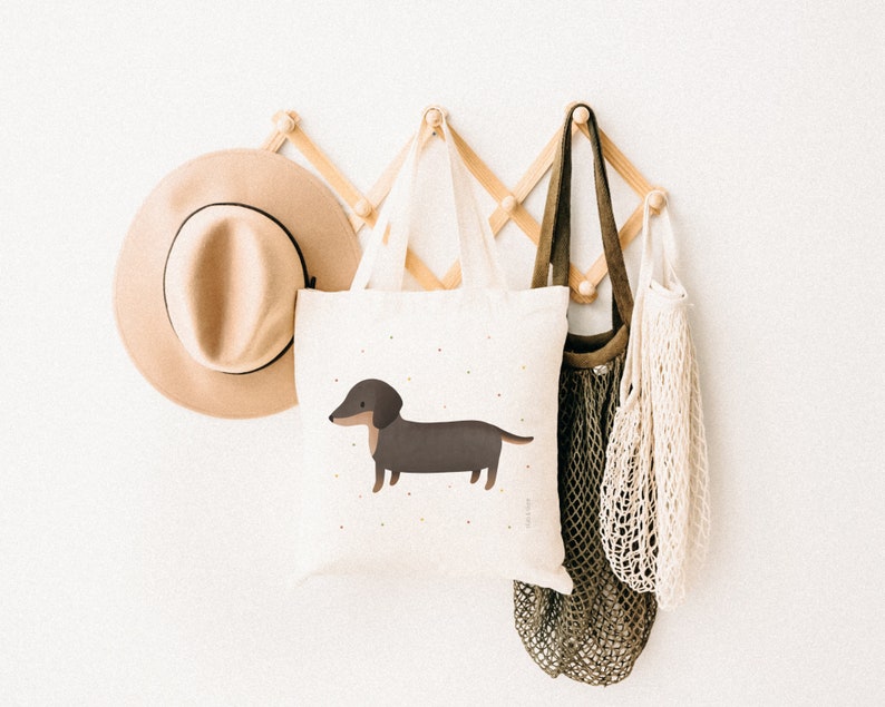 Fabric bag Dachshund dog dog breed jute bag pet library bag dogs gift bag dachshund confetti bag jute bag books image 5