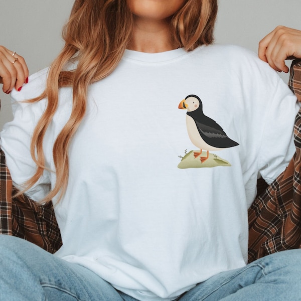 Puffin Island T-shirt, organic cotton, travel gift, Scandinavia shirt - Iceland souvenir adventure - outdoor travel gift