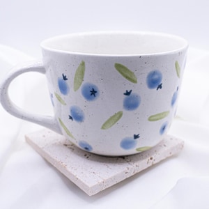 Blueberry mug hand-painted breakfast mug - ceramic mug coffee mug gift blueberry - handmade ceramic mug Sweden