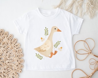 Kids T-Shirt Goose ORGANIC COTTON Cute Goose Shirt for Kids - Cottagecore Clothing Goose Gift Outfit Duck Shirt - Farmcore Shirt Farm