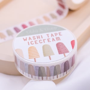 Washi Tape Ice Cream Adhesive Tape Ice Cream Summer Funny Washi Tape Masking Tape Bullet Journal Ice Cream on a Stick Food Washi Summer Paper Tape image 2