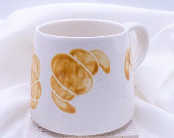 Croissant cup hand-painted breakfast cup - ceramic mug coffee cup gift pastry - handmade ceramic mug housewarming gift