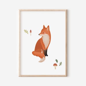 Poster Fuchs Kinderzimmer A4 / A3 Kinderposter Waltier - Babyzimmer Poster - Poster Fuchs Kinderzimmer - Geschenk Geburt