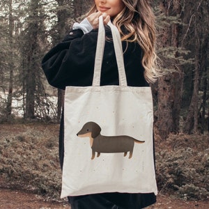 Fabric bag Dachshund dog dog breed jute bag pet library bag dogs gift bag dachshund confetti bag jute bag books image 7