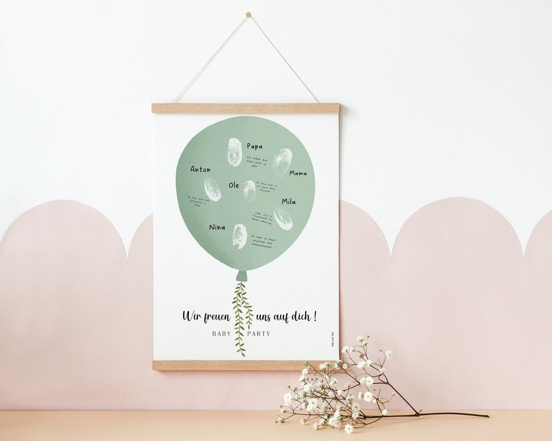 Gästebuch Babyparty Poster grün Fingerabdruck Gästebuch Etsy.de