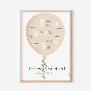Gästebuch Babyparty Poster Fingerabdruck Gästebuch - Gästebuch Deko Babyshower - Baby Andenken Poster - Babyparty Gäste Fingerabdruck Ballon