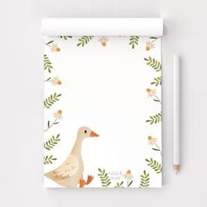 Notepad Goose Flowers A6 50 Sheets Notes - Notepad Children - Shopping List - To Do List - Boho Notepad - Children Shopping List