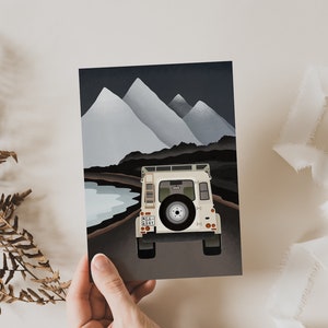 Postkarte Camper Island Landschaft Geschenkverpackung Reise - Grußkarte Abenteuer - Geschenk Skandinavien Reise / Camping