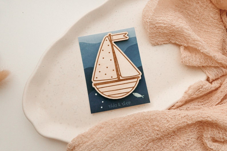 XL magnet ship made of wood gift baptism gift inauguration fridge magnet boat communion gift boat magnet image 10