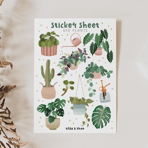 Foglio adesivi Piante Piante d'appartamento Foglio adesivi Monstera - Calendario adesivo Pianta in vaso - Adesivi Bullet Journal - Adesivi Planner