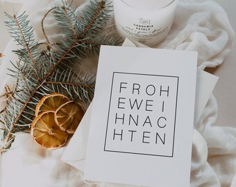 Weihnachtskarte minimalistisch Frohe Weihnachten A6 - weihnachtliche Grußkarte - Weihnachtskarte neutral - Postkarte Frohe Weihnachten