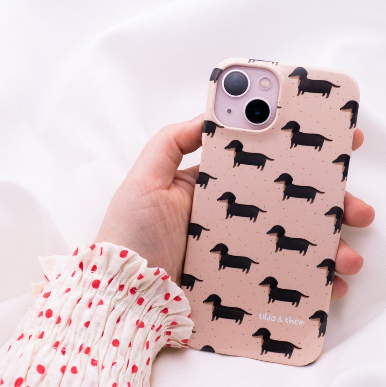 Handyhülle Dackel für iPhone Hard Case Hülle Witziges Phone Case Hund Hundemuster Handyhülle Dackel Geschenk Freundin Bild 1