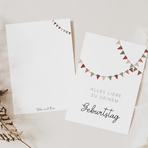 Geburtstagskarte Wimpelkette A6 Karte Girlande - Glückwünsche zum Geburtstag - Geburtstagsgrüße Postkarte
