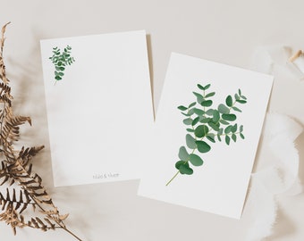 Postcard eucalyptus branch plain - botanical greeting card branch - thank you card neutral Branches - illustration branch card